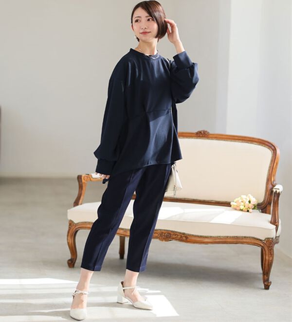 A HAPPY MARILYN（アハッピーマリリン）の「【Ｌ～６Ｌ／選べる丈】スラっと美脚ストレッチテーパードパンツ（テーパードパンツ）」｜詳細画像