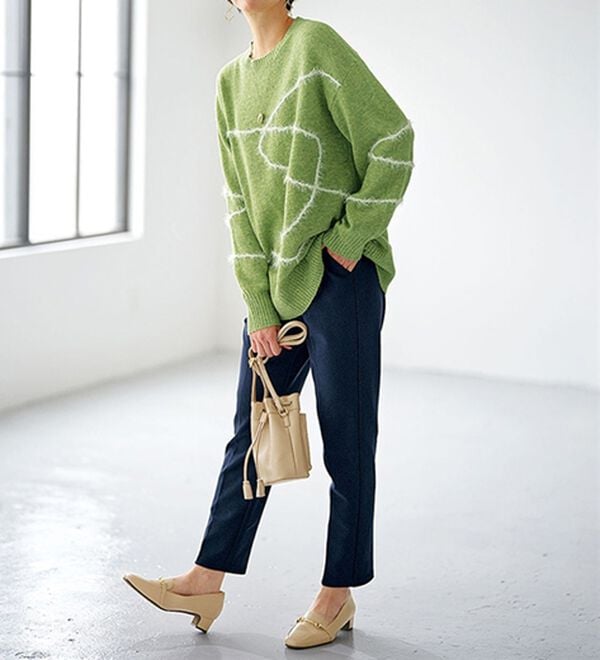 BELLUNA（ベルーナ）の「線描きジャカードニットプルオーバー（ニット・セーター）」｜詳細画像