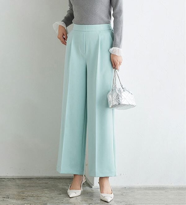 Pierrot（ピエロ）の「【選べる丈】楽ちんきれい高見えワイドパンツ（ワイドパンツ・ガウチョ）」｜ブルーミント