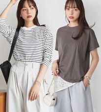 RANAN（ラナン）の「【選べる袖丈】【ひんやり・ＵＶ】＜BC＞綿100％プチハイネックＴシャツ（カットソー）」