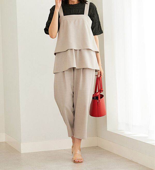 BELLUNA（ベルーナ）の「サラリ麻調素材ビスチェセットアップ（セットアップ）」｜詳細画像