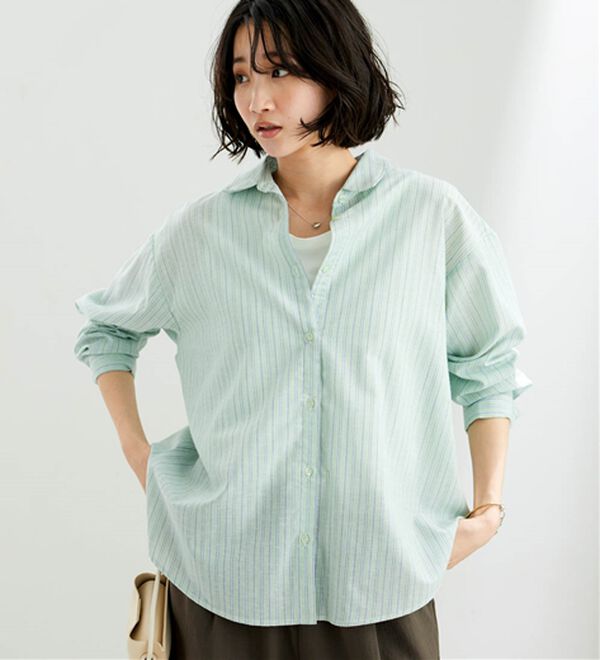 BELLUNA（ベルーナ）の「麻入りイージーケアゆったりシャツ（シャツ）」｜詳細画像