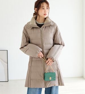 BELLUNA（ベルーナ）の「細見え！フレンチダウン使いダブルステッチロング丈コート（ロングコート）」｜ライトグレー
