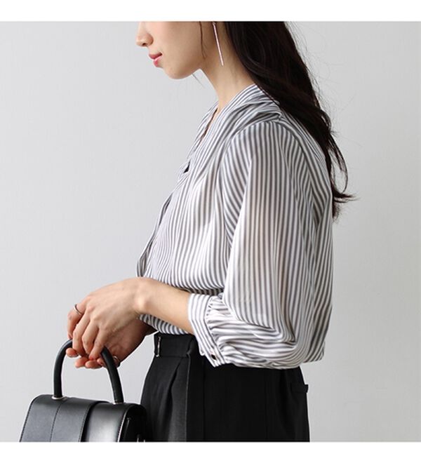 GeeRA（ジーラ）の「シルエットきれい！上品7分袖デザインブラウス（ブラウス）」｜詳細画像