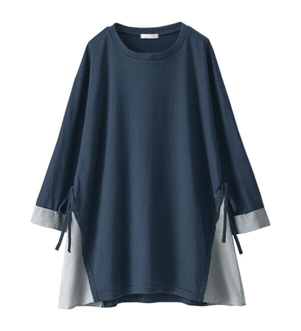 BELLUNA（ベルーナ）の「サイドリボンデザイン異素材切替チュニック（チュニック）」｜詳細画像