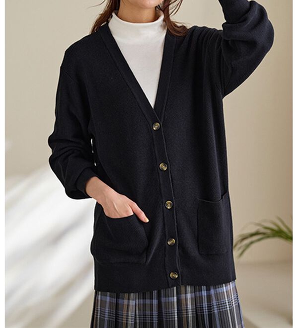 BELLUNA（ベルーナ）の「ハピネスコットン１００％あぜ編カーディガン（ニットカーディガン）」｜詳細画像