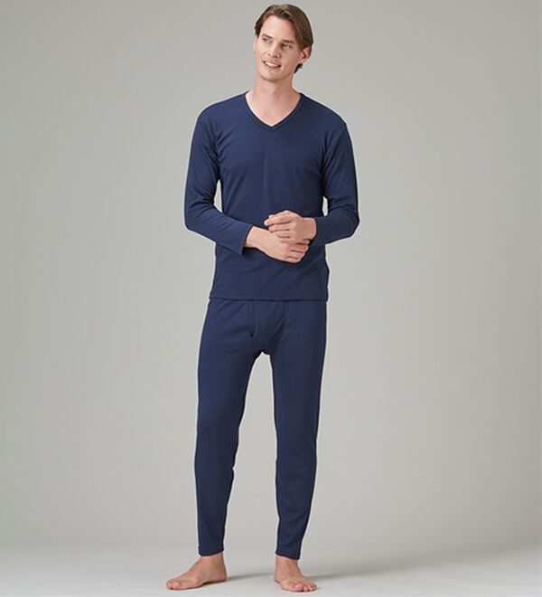 「【３色組】サーモケア（Ｒ）吸湿発熱綿混裏起毛インナー上下３色組（メンズ肌着・インナーウェア）」｜詳細画像