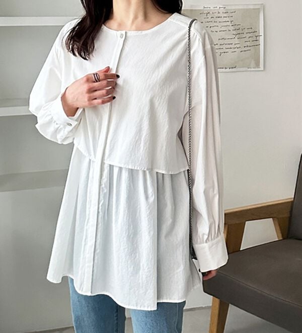 GeeRA（ジーラ）の「羽織にもなる！ペプラムシャツチュニック（チュニック）」｜詳細画像