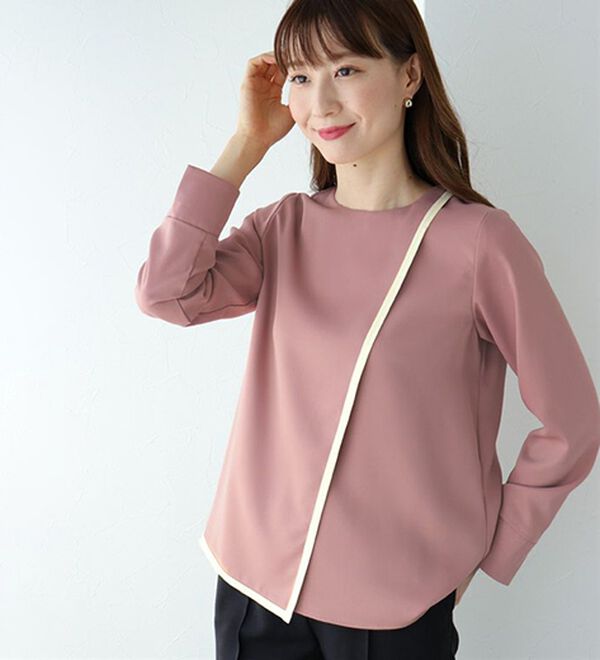 Pierrot（ピエロ）の「ラインデザインラップブラウス（ブラウス）」｜詳細画像