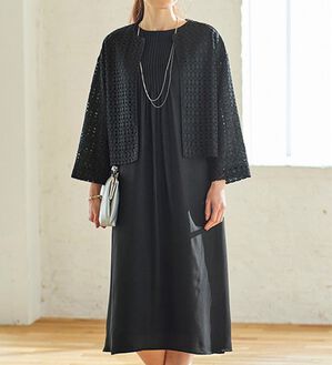 幾何柄レースボレロジャケットワンピースアンサンブル - ベルーナ【公式】