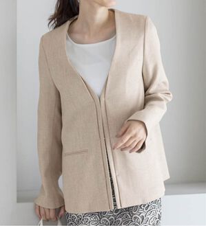 RANAN（ラナン）の「【カセット服】洗える！カセットスーツ　シリーズ（ワイドパンツ・ガウチョ）」｜ベージュ