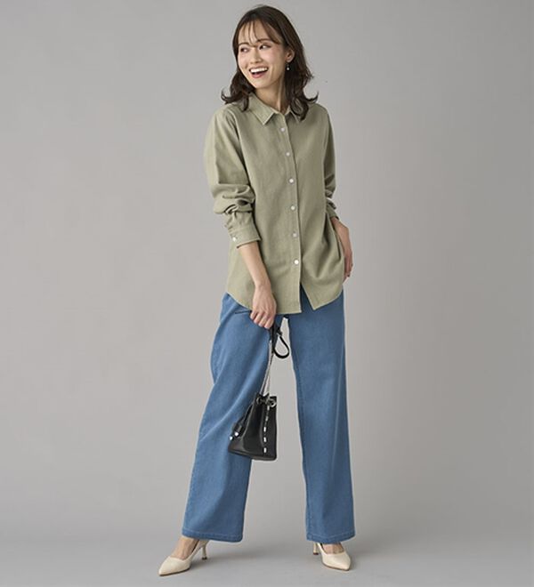 BELLUNA（ベルーナ）の「新感覚！メッシュデニムワイドパンツ（フルレングスパンツ）」｜詳細画像