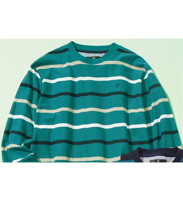 「＜コムルヴァン・オム＞爽やか梨地の大人サマートレーナー（メンズトレーナー）」｜ブルーグリーン