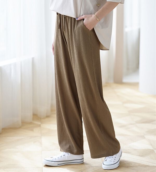 BELLUNA（ベルーナ）の「楊柳サラサラ素材イージーパンツ（フルレングスパンツ）」｜詳細画像