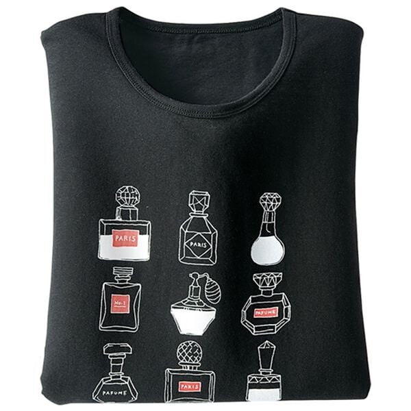 BELLUNA（ベルーナ）の「綿１００％プリントＴシャツ（Tシャツ）」｜黒・香水