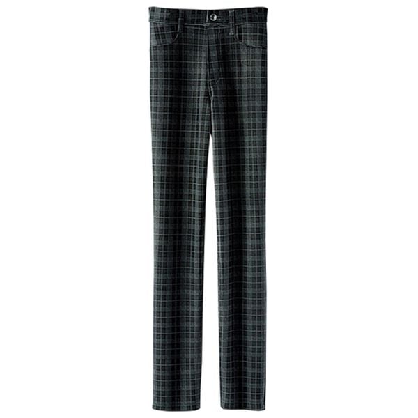 BELLUNA（ベルーナ）の「なめらかボンディング素材美脚ストレートパンツ（フルレングスパンツ）」｜黒系チェック