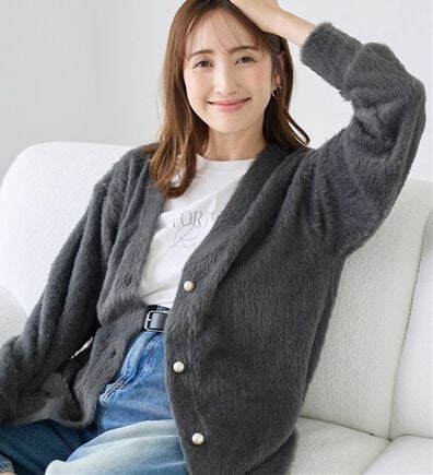 alotta（アロッタ）の「ふんわりシャギーＶネックカーディガン（その他カーディガン）」