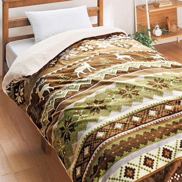 「毛布にもなるフランネル掛布団カバー＜２ＷＡＹ・あったか・裏面シープ調・アルミシート入＞（掛布団カバー）」｜ノルディックグリーン