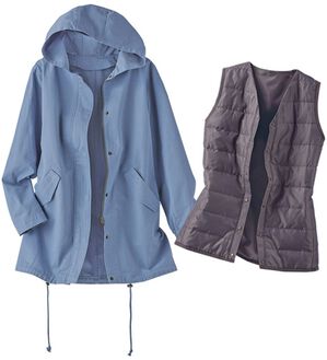 BELLUNA（ベルーナ）の「中わたベスト付３ＷＡＹ綿100%マウンテンパーカー（ブルゾン）」｜ブルー