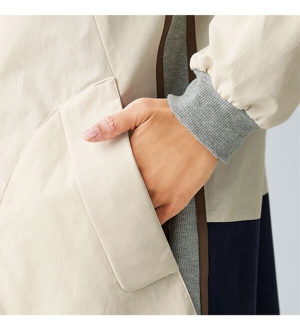 BELLUNA（ベルーナ）の「配色切替グログランテープ使いコート（ハーフコート）」｜詳細画像