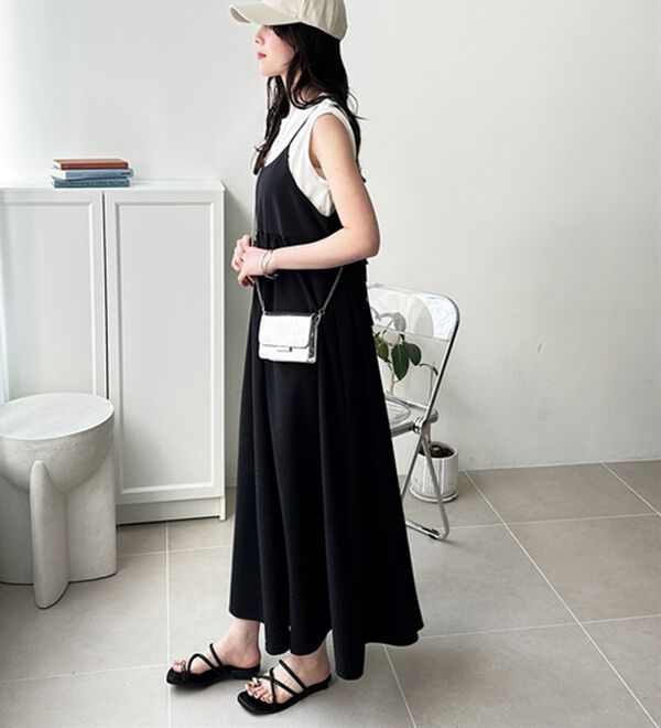 GeeRA（ジーラ）の「サッカー素材バックリボンキャミワンピース（その他ワンピース）」｜詳細画像