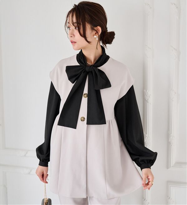 RANAN（ラナン）の「ペプラムギャザーベストセットアップ（パンツスーツ）」｜詳細画像