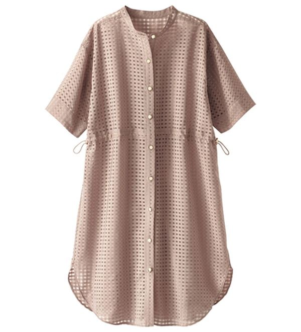BELLUNA（ベルーナ）の「シアーチェック大人顔ロング丈シャツ（シャツワンピース）」｜詳細画像