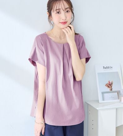 alotta（アロッタ）の「ひんやりタックデザインＴシャツ（カットソー）」