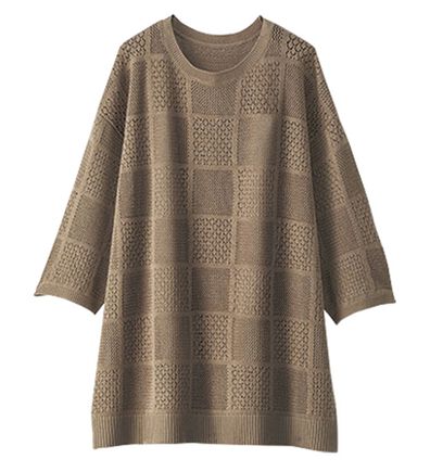 BELLUNA（ベルーナ）の「スクエア柄透かし編ニットプルオーバー（ニット・セーター）」