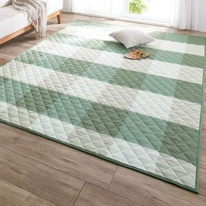 「洗える綿１００％しじらキルトカーペット（カーペット）」｜グリーン