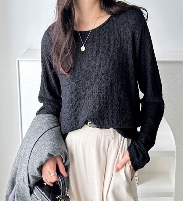 GeeRA（ジーラ）の「クルーネックジャガードプルオーバー（カットソー）」｜詳細画像