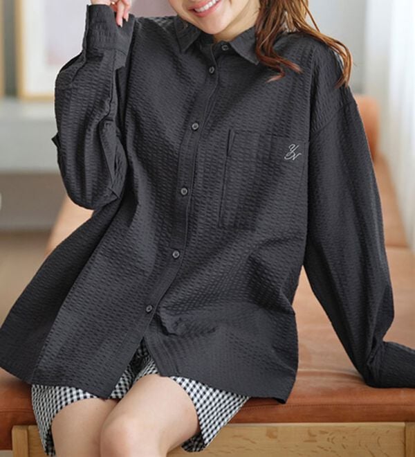 YU'NOW（ユナウ）の「【長袖＋ショートパンツ】綿１００％サッカーシャツパジャマ（パジャマ・ルームウェア）」｜詳細画像