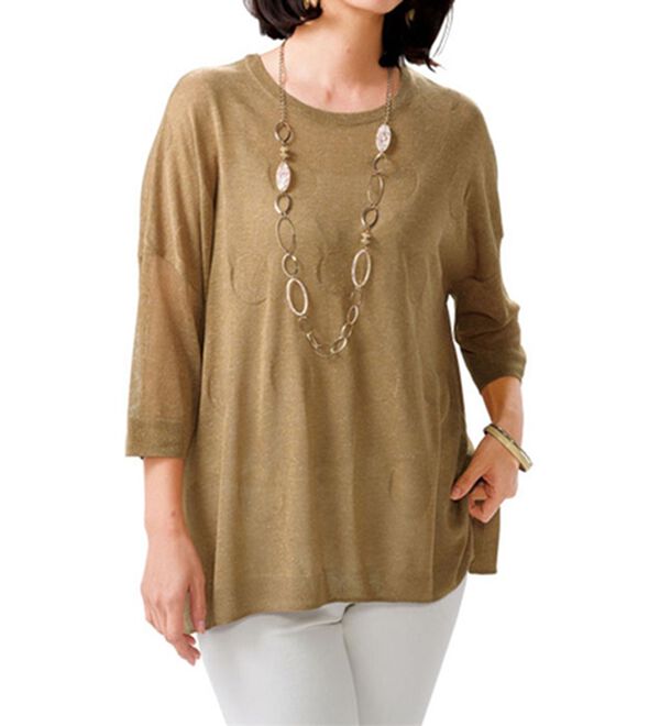 ルフラン（ルフラン）の「麻入りドットジャカードニット（ニット・セーター）」｜ベージュ