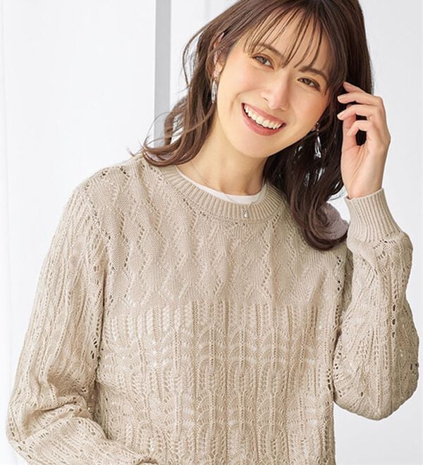 BELLUNA（ベルーナ）の「インナー付透かし編みニットアンサンブル（アンサンブル）」｜詳細画像