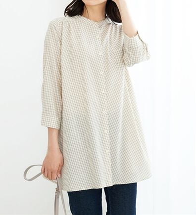 BELLUNA（ベルーナ）の「フランス綾ドレープ使いシャツチュニック（チュニック）」