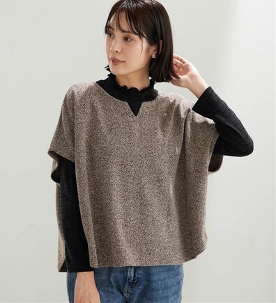 BELLUNA（ベルーナ）の「【2点セット】ブークレ素材ポンチョアンサンブル（アンサンブル）」
