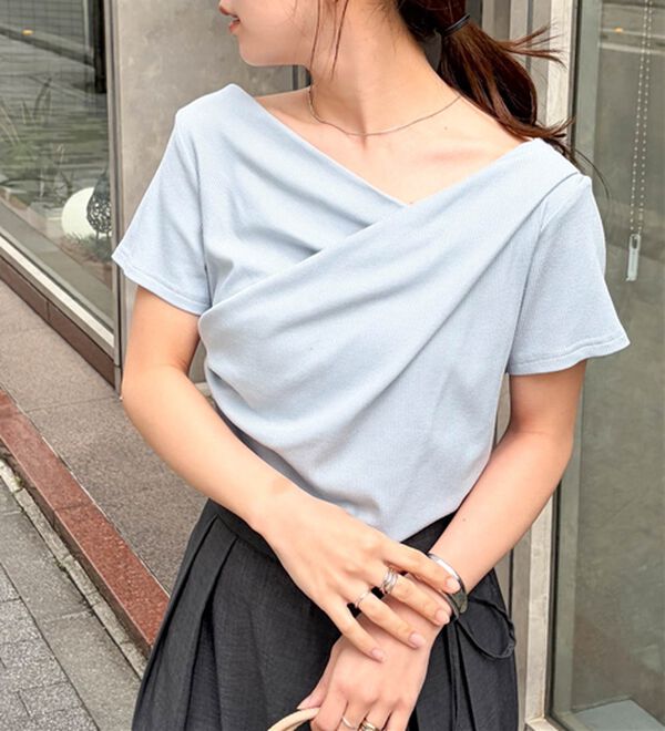 RANAN（ラナン）の「【新色追加】ひんやり上品ドレープリブTシャツ（カットソー）」｜詳細画像