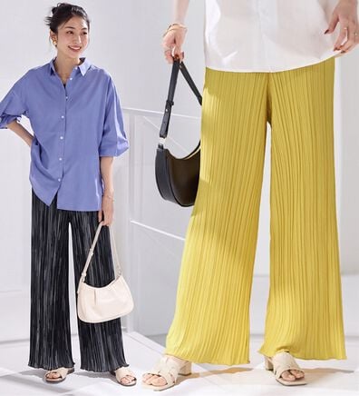 Viola e Viola（ヴィオラ エ ヴィオラ）の「【夏これ一枚！】着心地楽ちん！さらっと軽やかプリーツパンツ（フルレングスパンツ）」