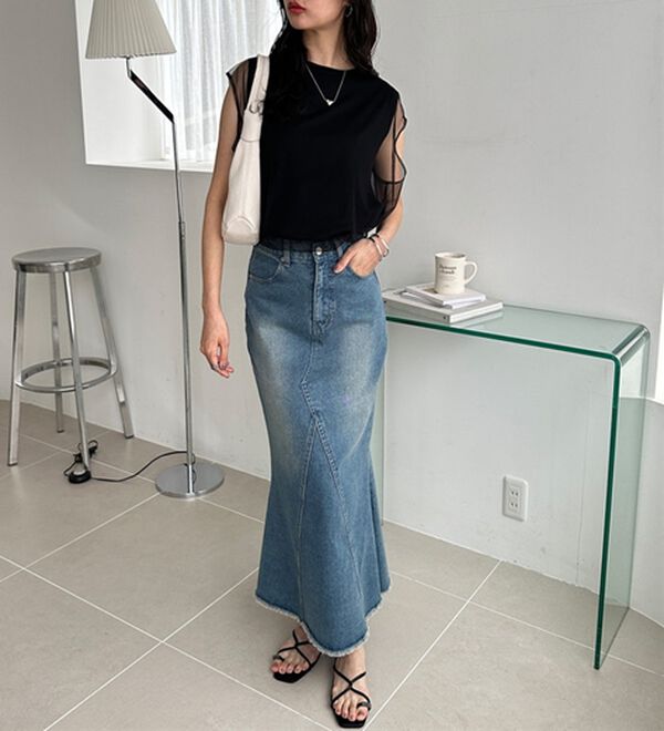 GeeRA（ジーラ）の「チュールカバーフレンチスリーブカットソー（カットソー）」｜詳細画像