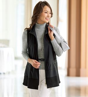 BELLUNA（ベルーナ）の「《持ち運びに便利！》ハイテンション素材リブ切替ベスト（ベスト）」｜黒