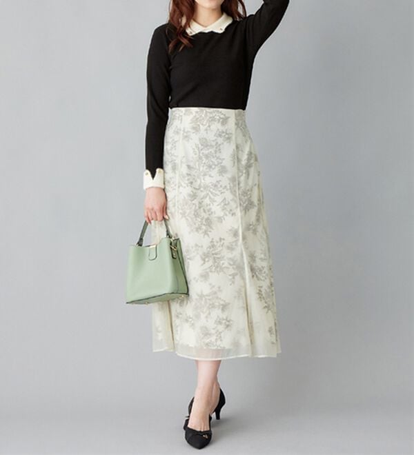 alotta（アロッタ）の「洗える！もっちりタッチ衿付フェザー切替配色ニット（ニット・セーター）」｜詳細画像