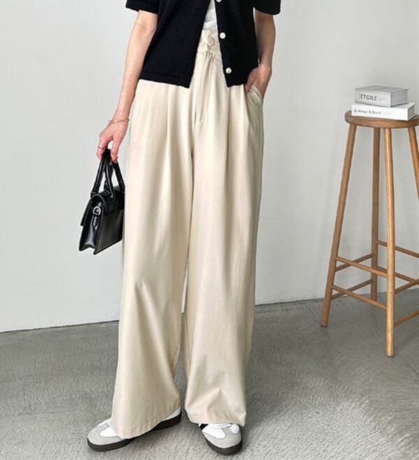 GeeRA（ジーラ）の「着心地抜群！ハイウエストダブルタックワイドパンツ（フルレングスパンツ）」｜詳細画像