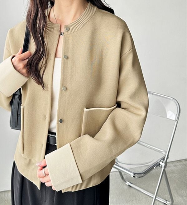 GeeRA（ジーラ）の「配色カラーニットカーディガン（ニットカーディガン）」｜詳細画像