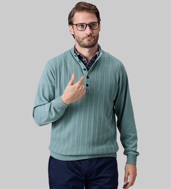 「【３枚組】楽々お洒落見えダブル衿セーター（メンズシャツ）」｜詳細画像