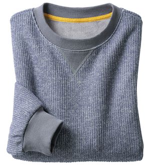 「お手入れ簡単上品ニットトレーナー（メンズトレーナー）」｜パープル