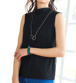 BELLUNA（ベルーナ）の「涼やか強撚綿１００％脇汗対策ハイネックタンクトップ（タンクトップ・キャミソール）」｜詳細画像