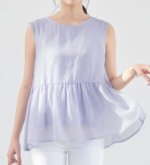alotta（アロッタ）の「【接触冷感】インナー付ノースリーブペプラムブラウス（ブラウス）」｜詳細画像