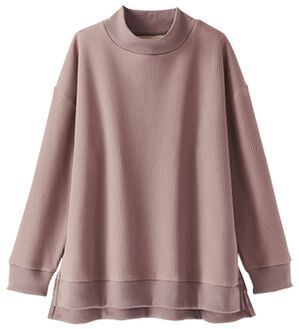 BELLUNA（ベルーナ）の「【快適Ｌａｂ．】ワッフル素材裏ボアハイネックプルオーバー（カットソー）」｜ローズグレー