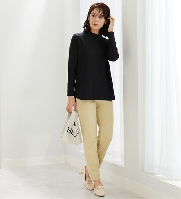 BELLUNA（ベルーナ）の「ロゴ刺しゅう裏起毛ニットソーチュニック（カットソー）」｜詳細画像