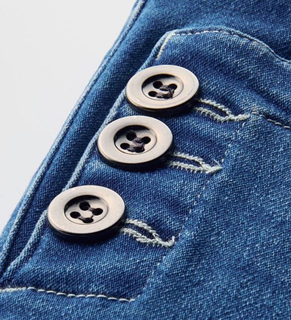 ルフラン（ルフラン）の「【２本組】ボタン使いニットデニムパンツ＜フォルーテ＞（ワイドパンツ・ガウチョ）」｜詳細画像